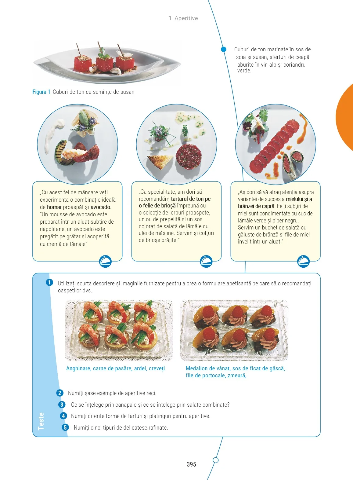 Aperitive, plus teste de verificare — capitolul Aperitive, pagina 395